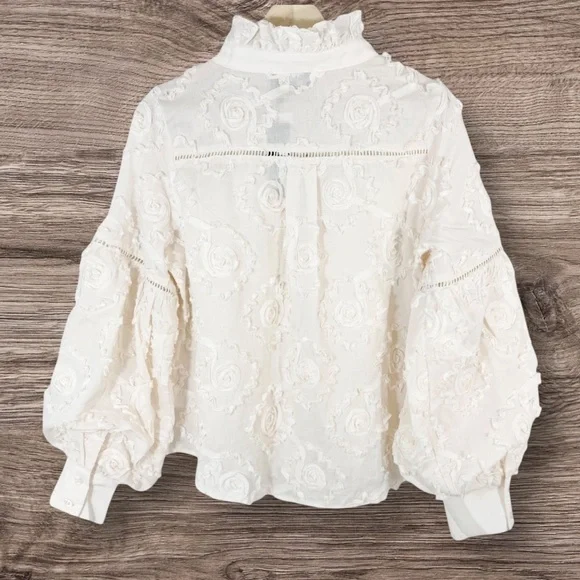 Garcia Floral Ribbon Blouse in Ivory Large - Picture 8 of 11